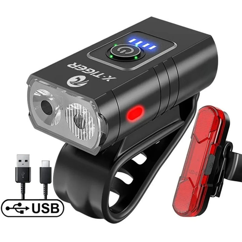 Farol de Bicicleta X-Tiger TurboLight 1200mAh com Power Bank