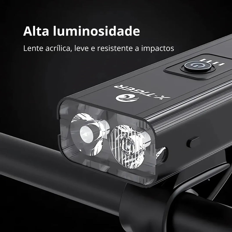 Farol de Bicicleta X-Tiger TurboLight 2400mAh com Power Bank