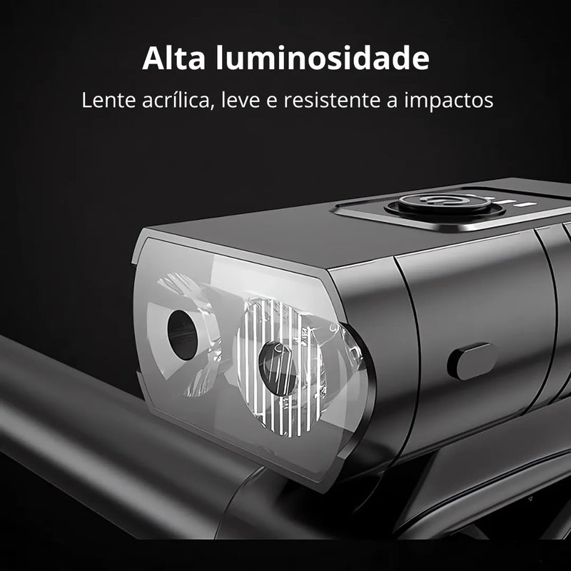 Farol de Bicicleta X-Tiger TurboLight 2400mAh com Power Bank