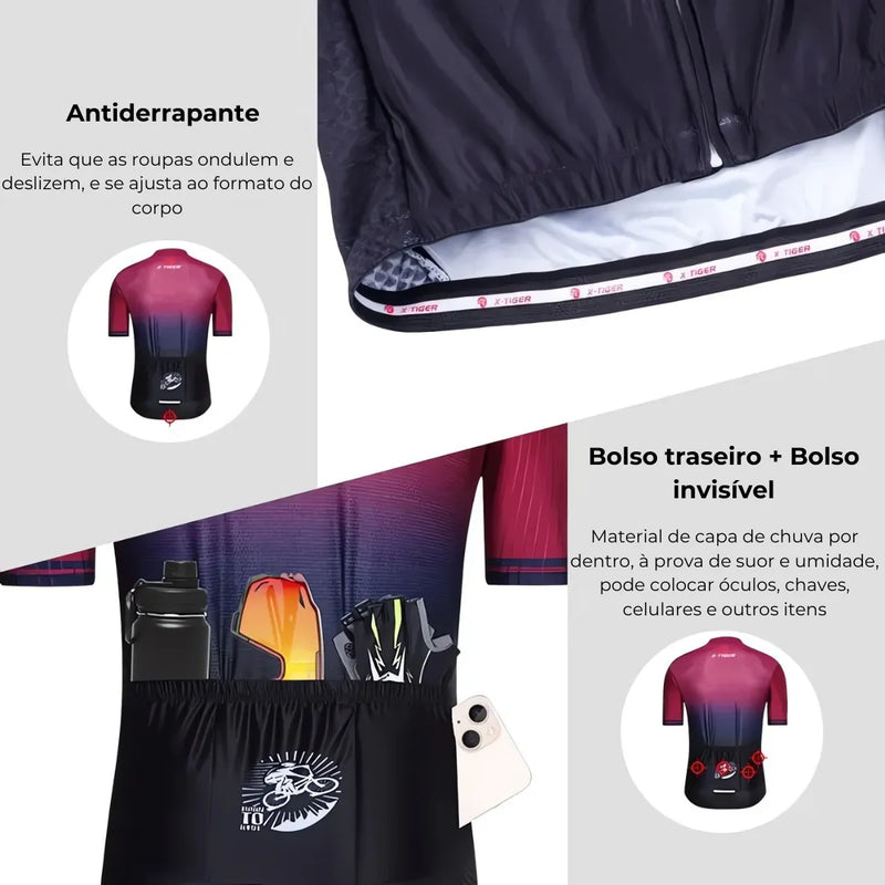 Camisa de Ciclismo Masculina X-Tiger Modelo Elite