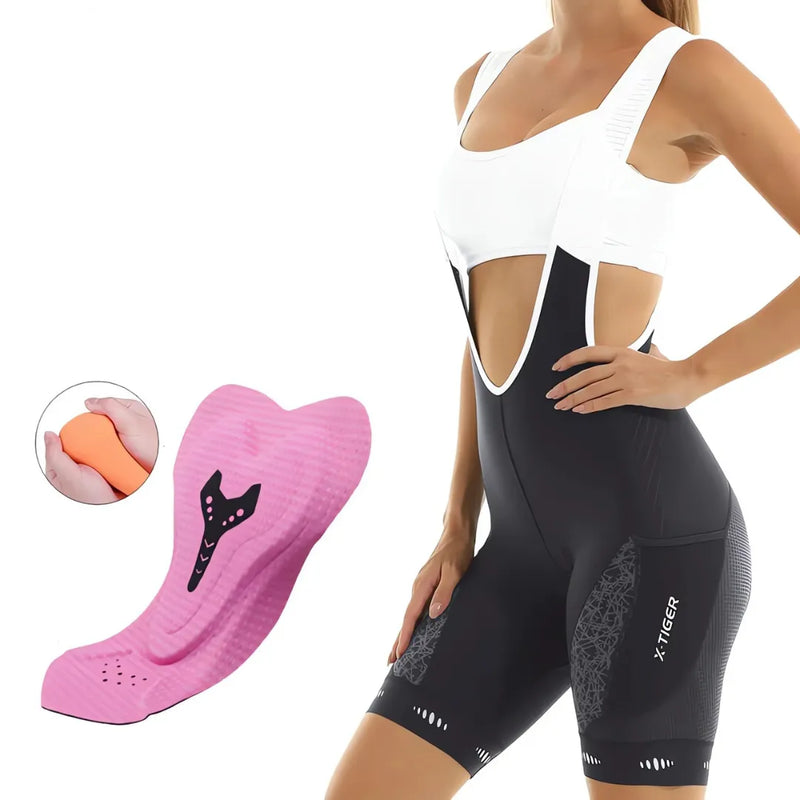 Bermuda e Bretelle de Ciclismo Feminino X-Tiger com Forro Respirável Modelo Aura™