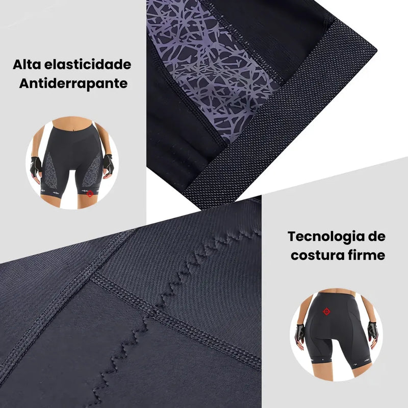 Bermuda e Bretelle de Ciclismo Feminino X-Tiger com Forro Respirável Modelo Aura™