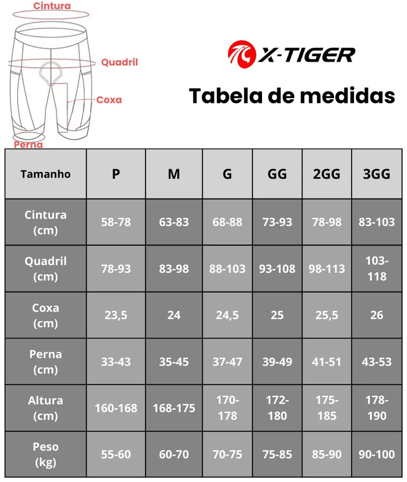 Bretelle Ciclismo Masculino X-Tiger Modelo Endurance™