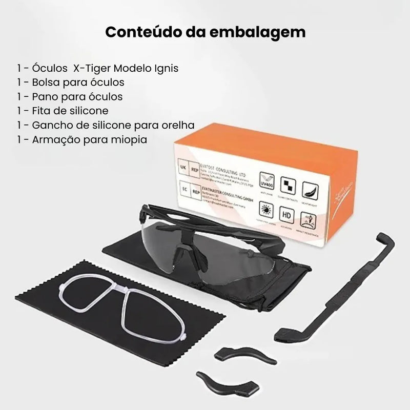 Óculos de Ciclismo Fotocromático X-Tiger Modelo Ignis (C01)
