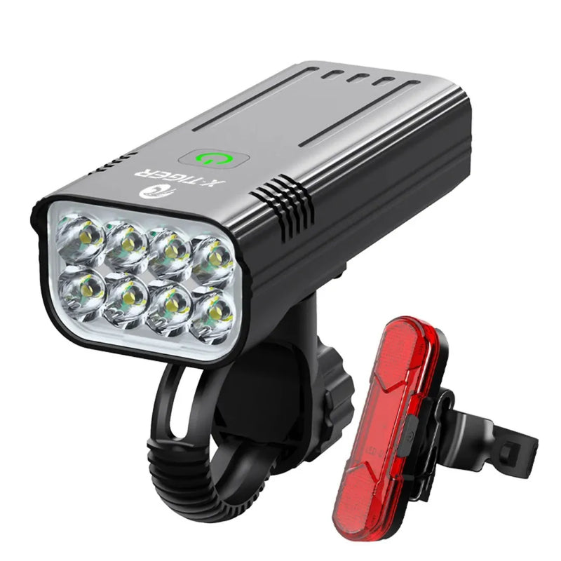 Farol de Bicicleta X-Tiger TurboLight 10000mAh com Power Bank - 8 LED