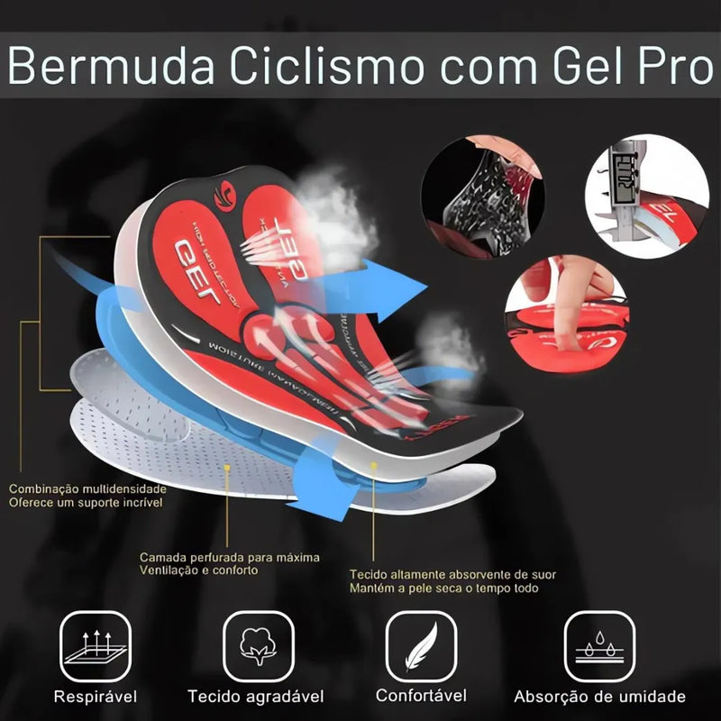 Bermuda de Ciclismo X-Tiger com Almofada de Gel Modelo Ethos™