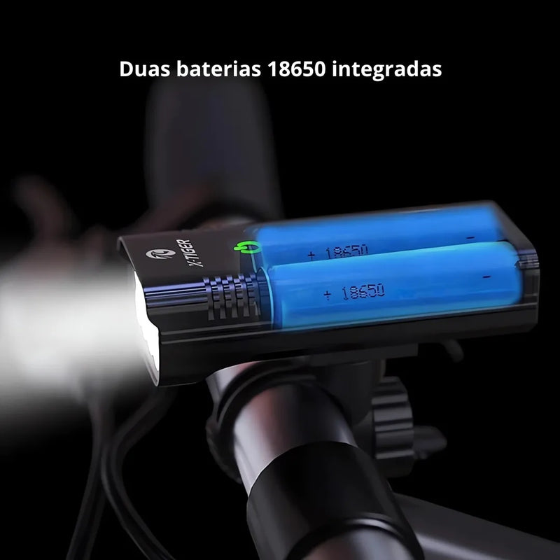 Farol de Bicicleta X-Tiger TurboLight 10000mAh com Power Bank - 12 LED