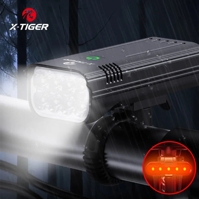 Farol de Bicicleta X-Tiger TurboLight 10000mAh com Power Bank - 8 LED