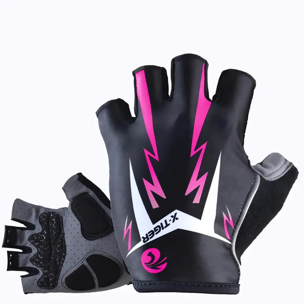 Luva de Ciclismo X-Tiger GripPro com Proteção de Impacto - Preto e Rosa