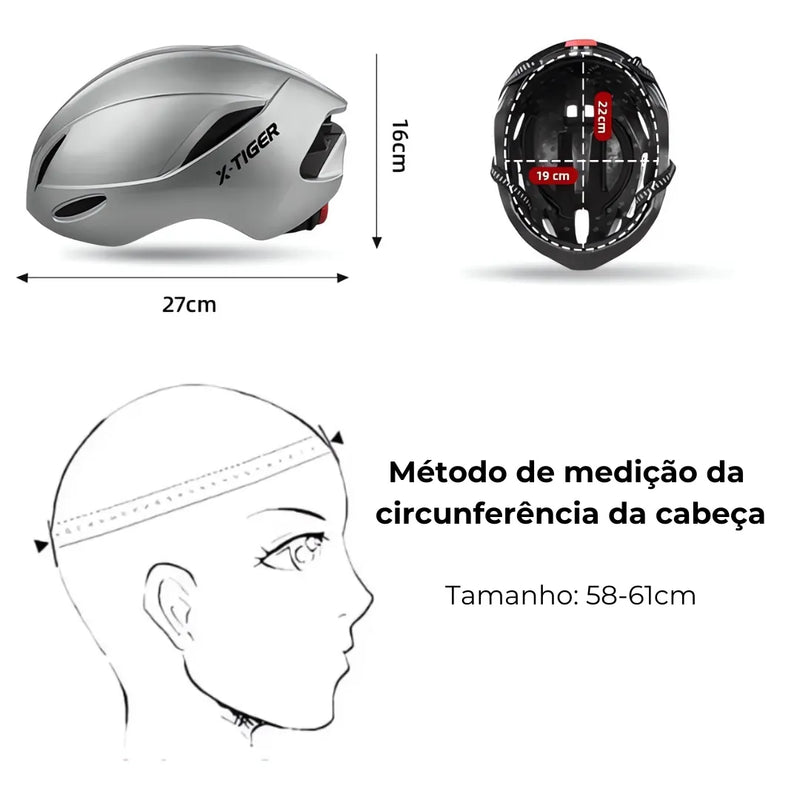 Capacete de Ciclismo X-Tiger Vermelho e Azul Modelo Raptor