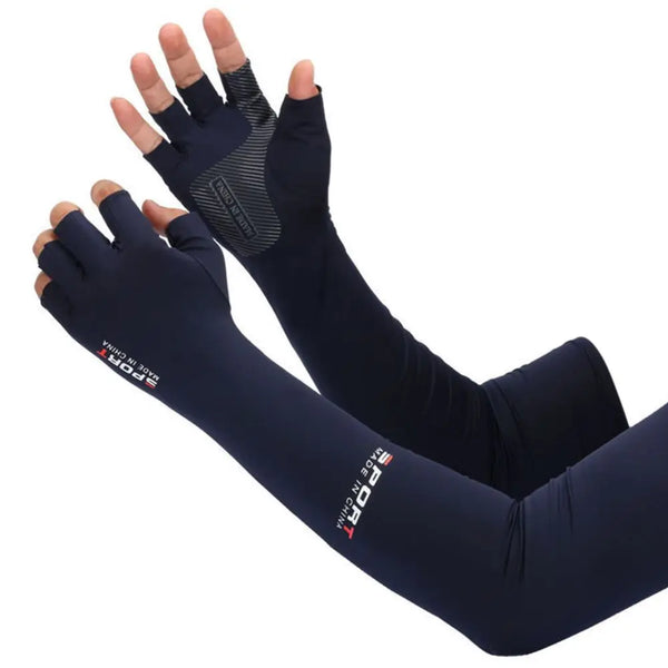 Par de Manguitos Unissex com Proteção Solar SportFashion Azul Cinza Preto
