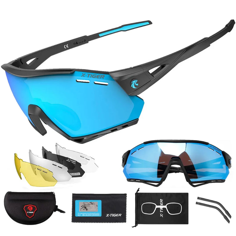 Óculos de Ciclismo 5 Lentes Fotocromático X-Tiger Modelo Fusion (C02)