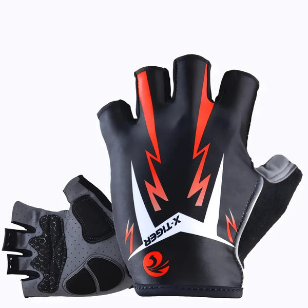 Luva de Ciclismo X-Tiger GripPro com Proteção de Impacto - Preto e Vermelho