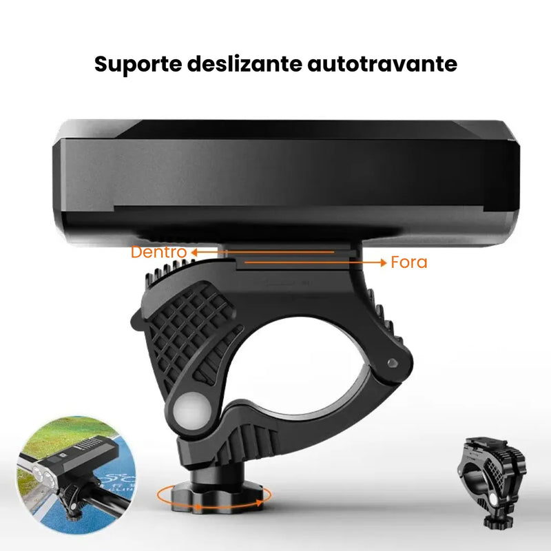 Farol de Bicicleta X-Tiger TurboLight 5200mAh com Power Bank