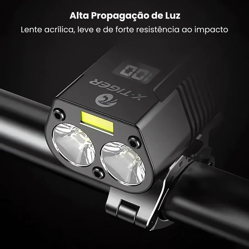 Farol de Bicicleta X-Tiger TurboLight 4000mAh com Power Bank