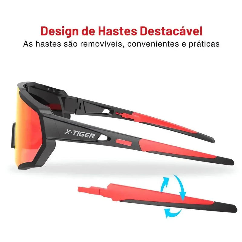 Óculos de Ciclismo 5 Lentes Fotocromático X-Tiger Modelo Spectrum