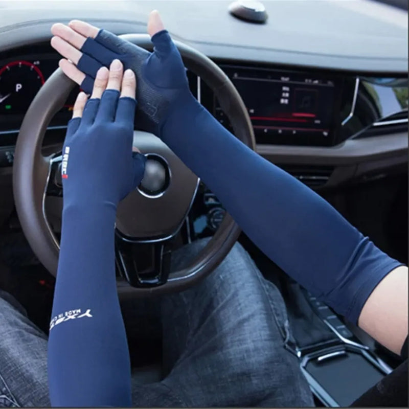 Par de Manguitos Unissex com Proteção Solar SportFashion Azul Cinza Preto