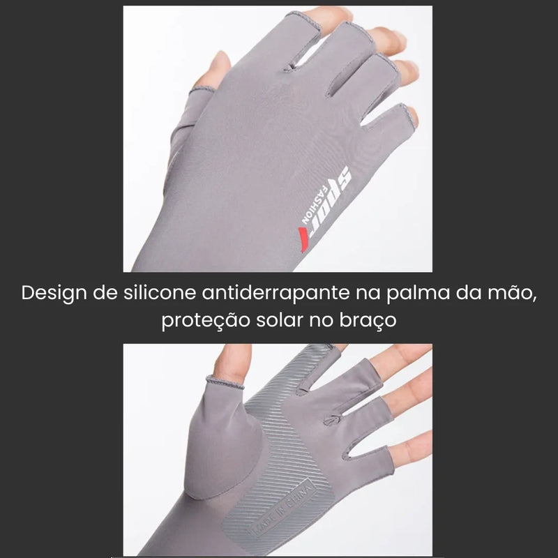 Par de Manguitos Unissex com Proteção Solar SportFashion Azul Cinza Preto