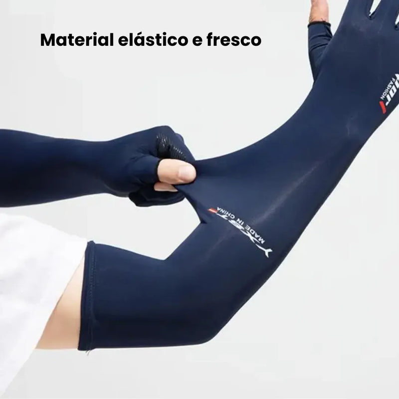 Par de Manguitos Unissex com Proteção Solar SportFashion Azul Cinza Preto